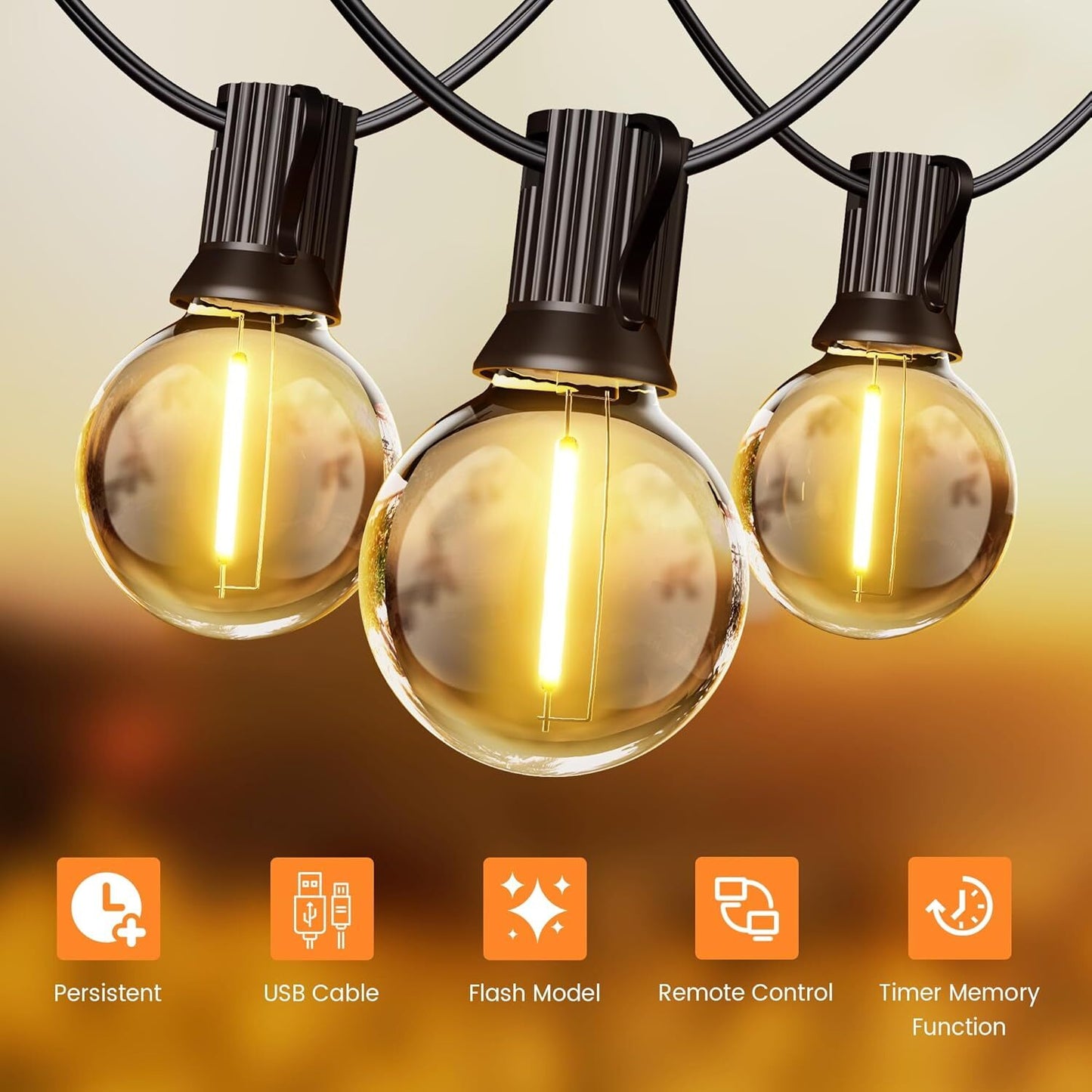 Solar String Lights -50~200Ft LED Outdoor String Lights -Shatterproof,Waterproof