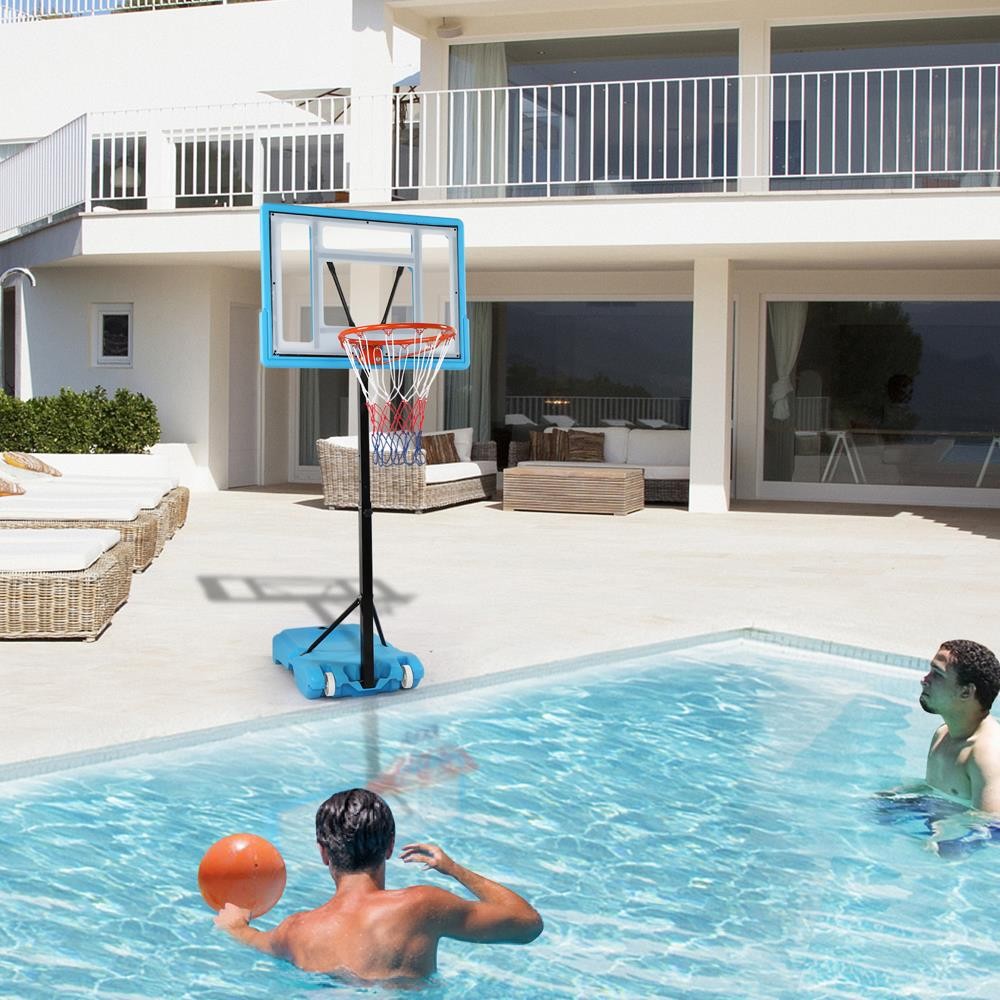 Pool Side Basketball Hoop Adjustable Height Net Backboard Swimming Pool Game