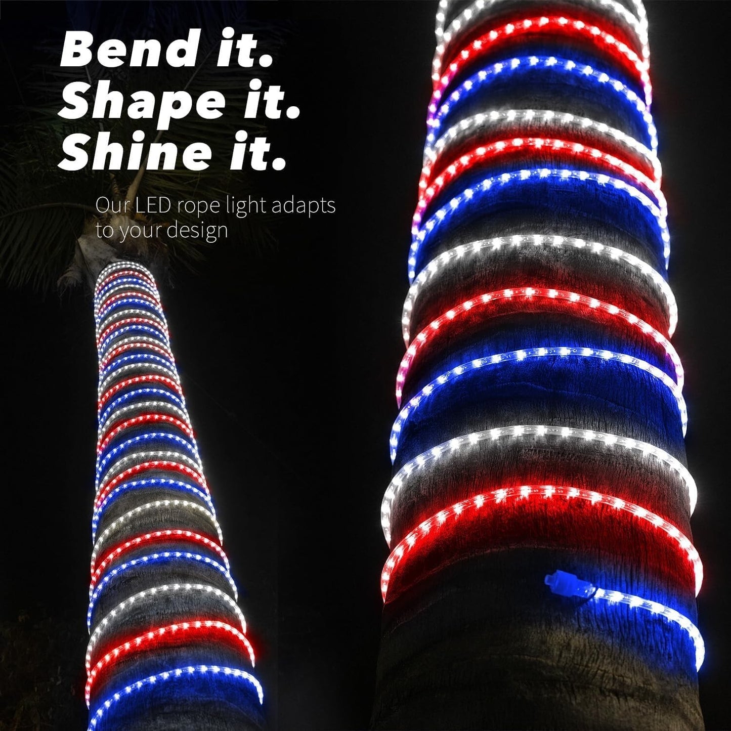 10' 20' 25' 50' 100' 150ft Outdoor LED Rope Light Water-Resistant Extend to 300'