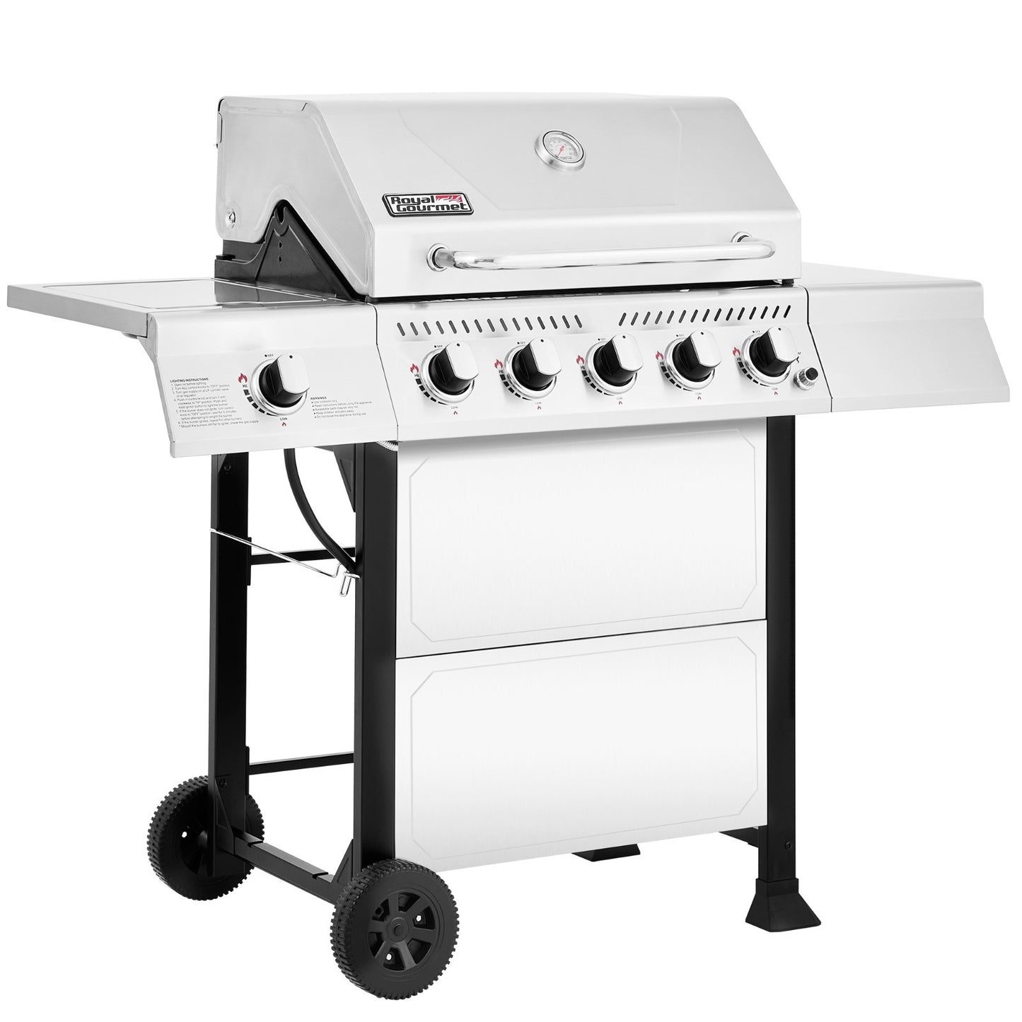 Royal Gourmet 5-Burner Propane Gas Grill with Sear Burner and Side Burner Silver