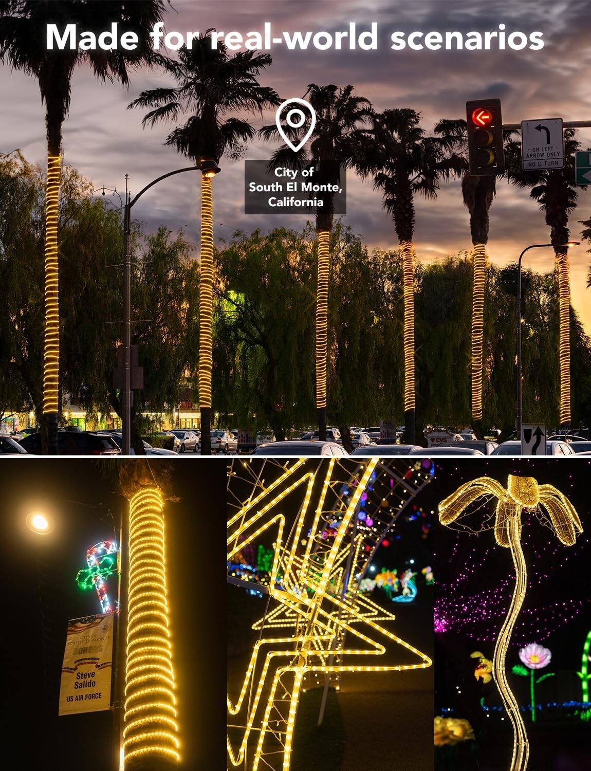 10' 20' 25' 50' 100' 150ft Outdoor LED Rope Light Water-Resistant Extend to 300'