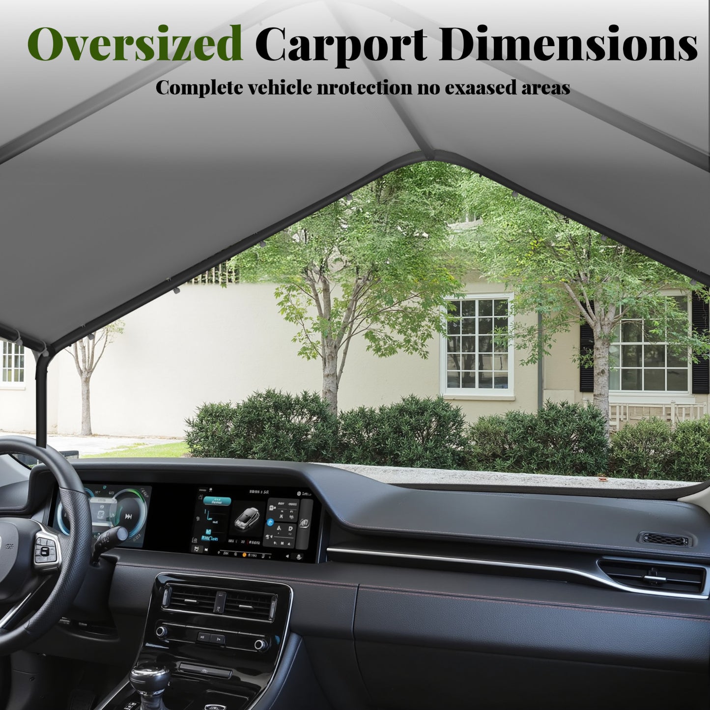 10‘ x 20’ Heavy Duty Grey Garage All-Season Outdoor Carport Car Canopy with Tarp