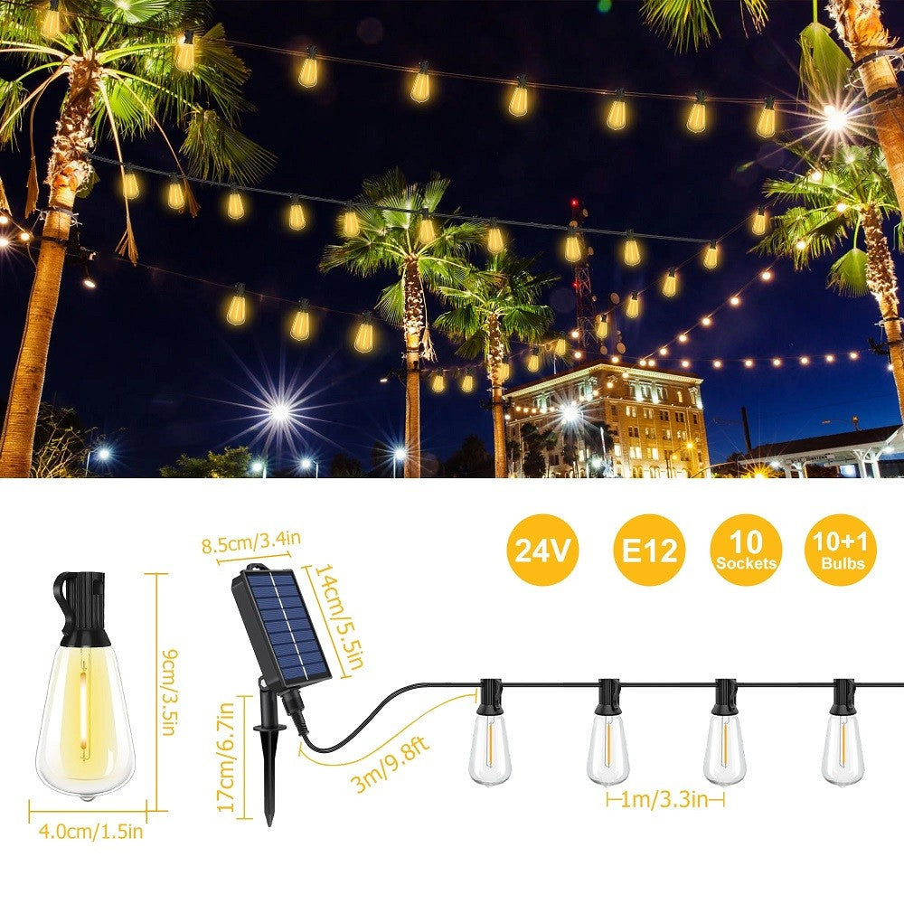Outdoor Solar String Lights LED Bulbs For Patio Backyard Yard Gazebo Porch Party