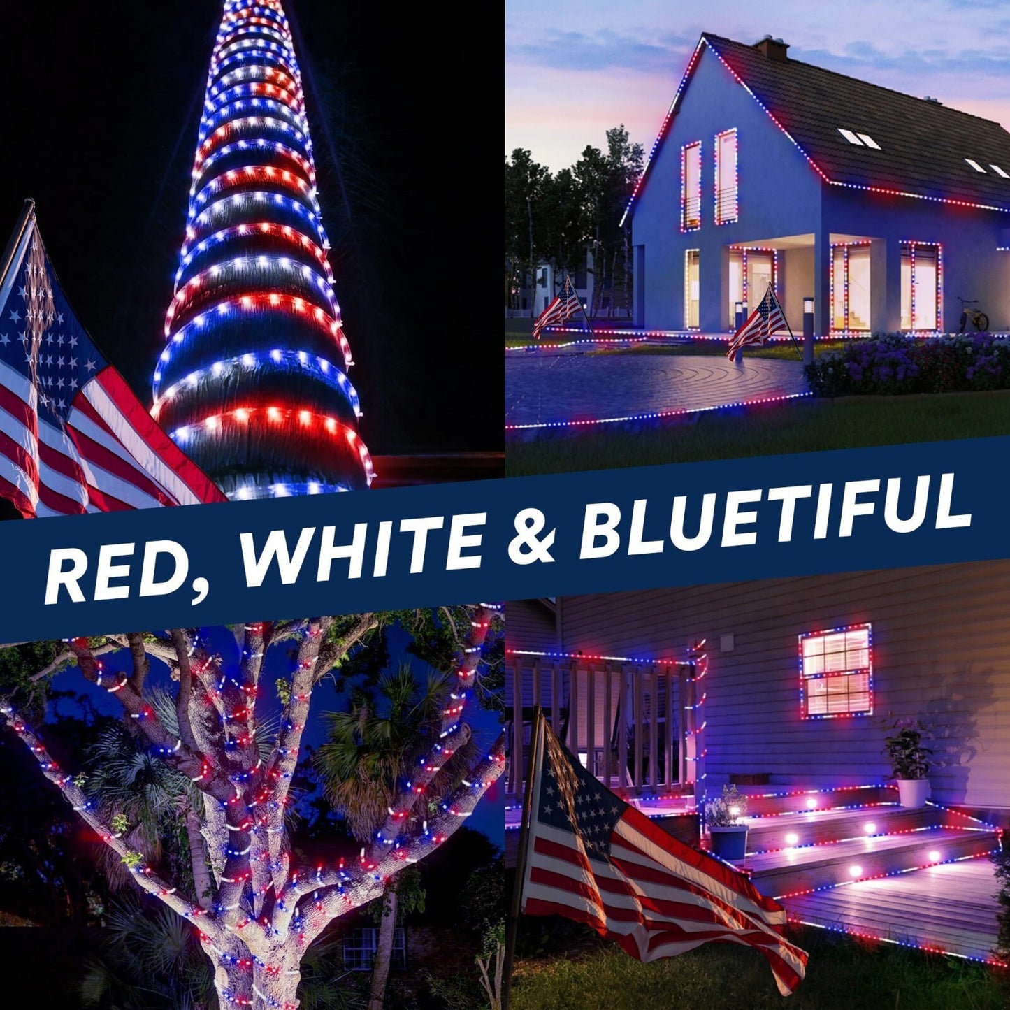 10' 20' 25' 50' 100' 150ft Outdoor LED Rope Light Water-Resistant Extend to 300'