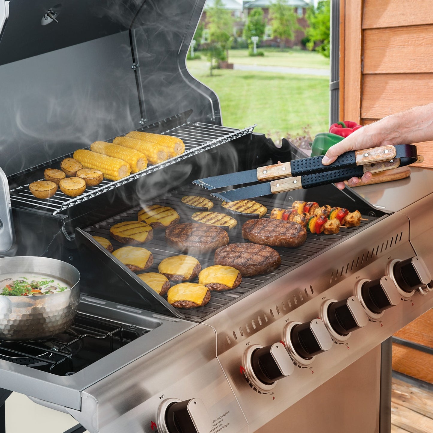 Royal Gourmet 5-Burner Propane Gas Grill with Sear Burner and Side Burner Silver