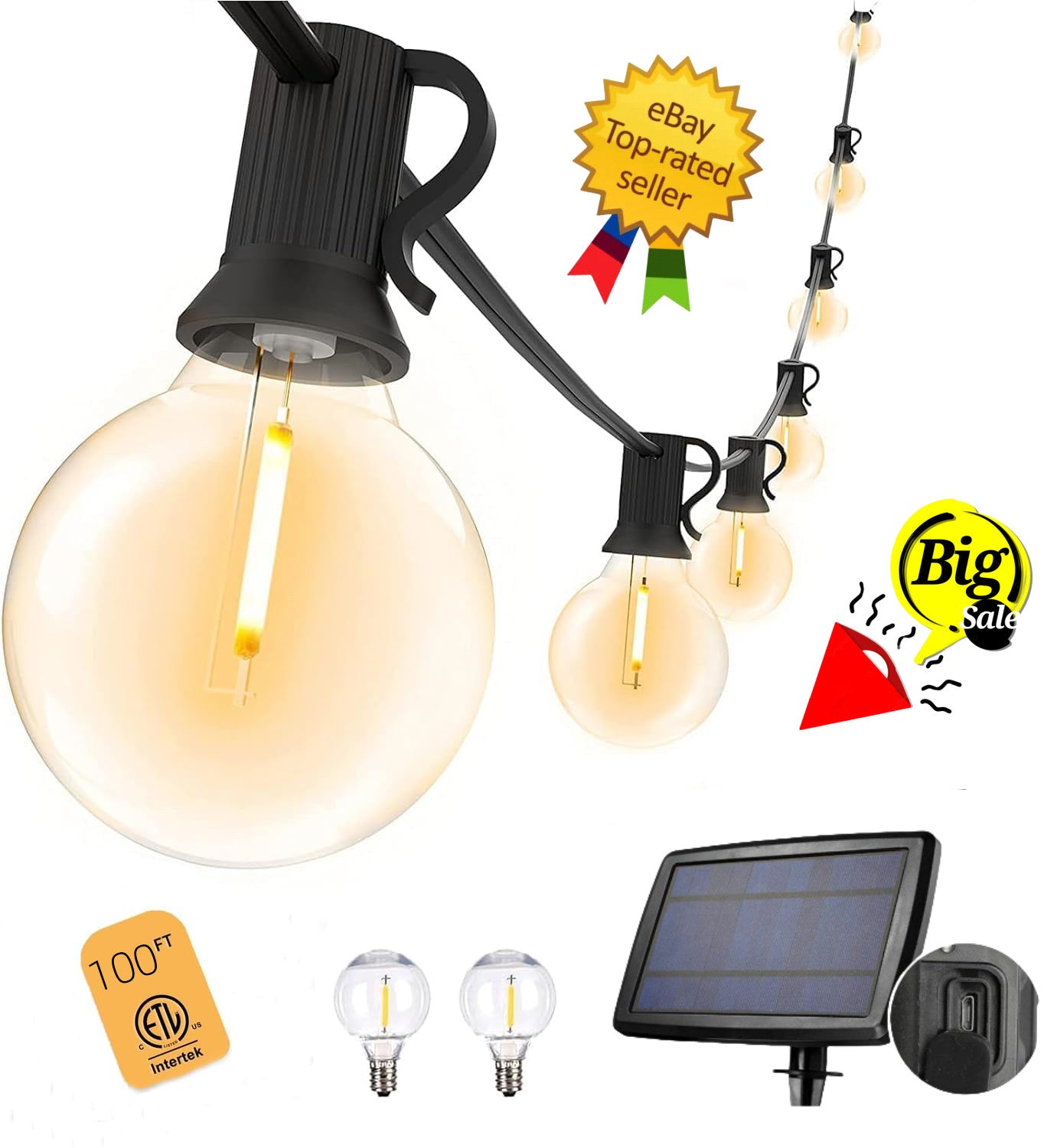 Solar String Lights -50~200Ft LED Outdoor String Lights -Shatterproof,Waterproof