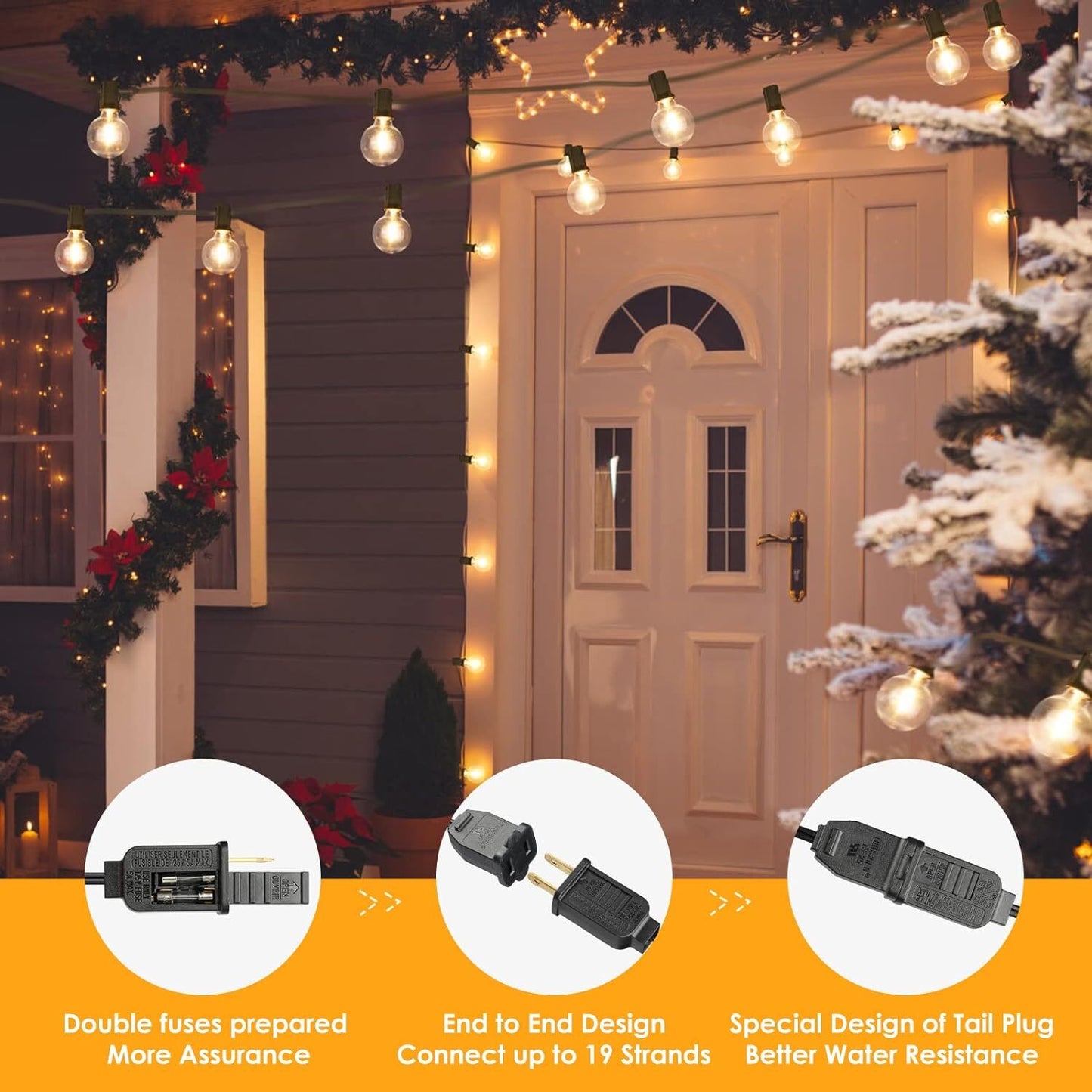 Solar String Lights -50~200Ft LED Outdoor String Lights -Shatterproof,Waterproof