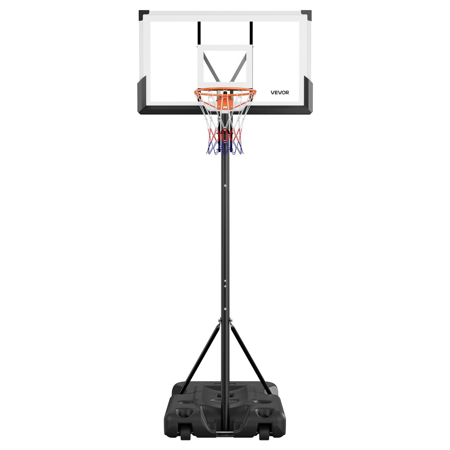 VEVOR Portable Basketball Stand 10 ft Adjustable Height with 54″ PC Backboard