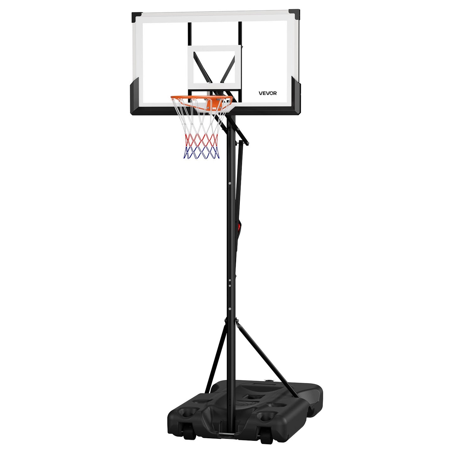 VEVOR Portable Basketball Stand 10 ft Adjustable Height with 54″ PC Backboard
