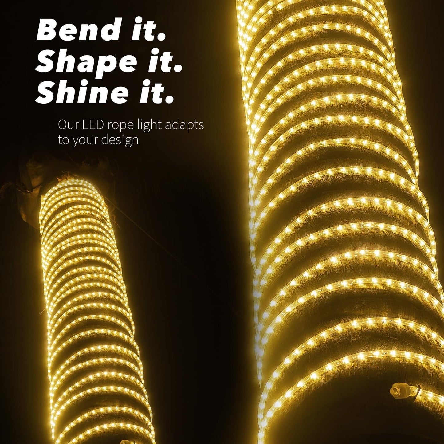 10' 20' 25' 50' 100' 150ft Outdoor LED Rope Light Water-Resistant Extend to 300'