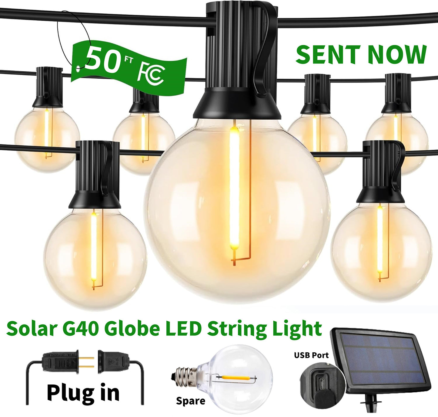 Solar String Lights -50~200Ft LED Outdoor String Lights -Shatterproof,Waterproof