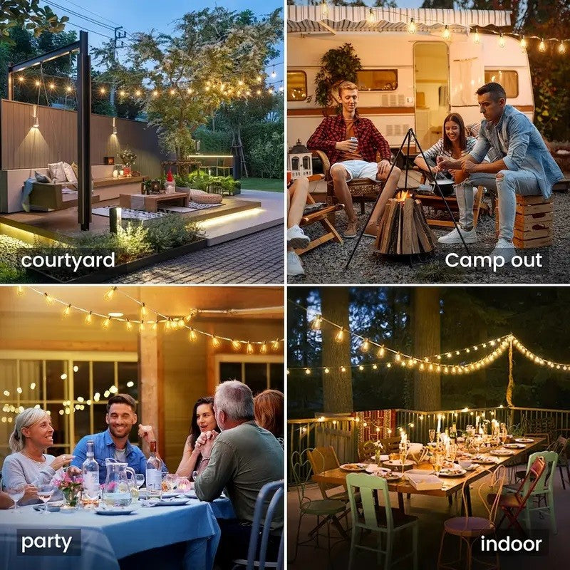 Outdoor Solar String Lights LED Bulbs For Patio Backyard Yard Gazebo Porch Party