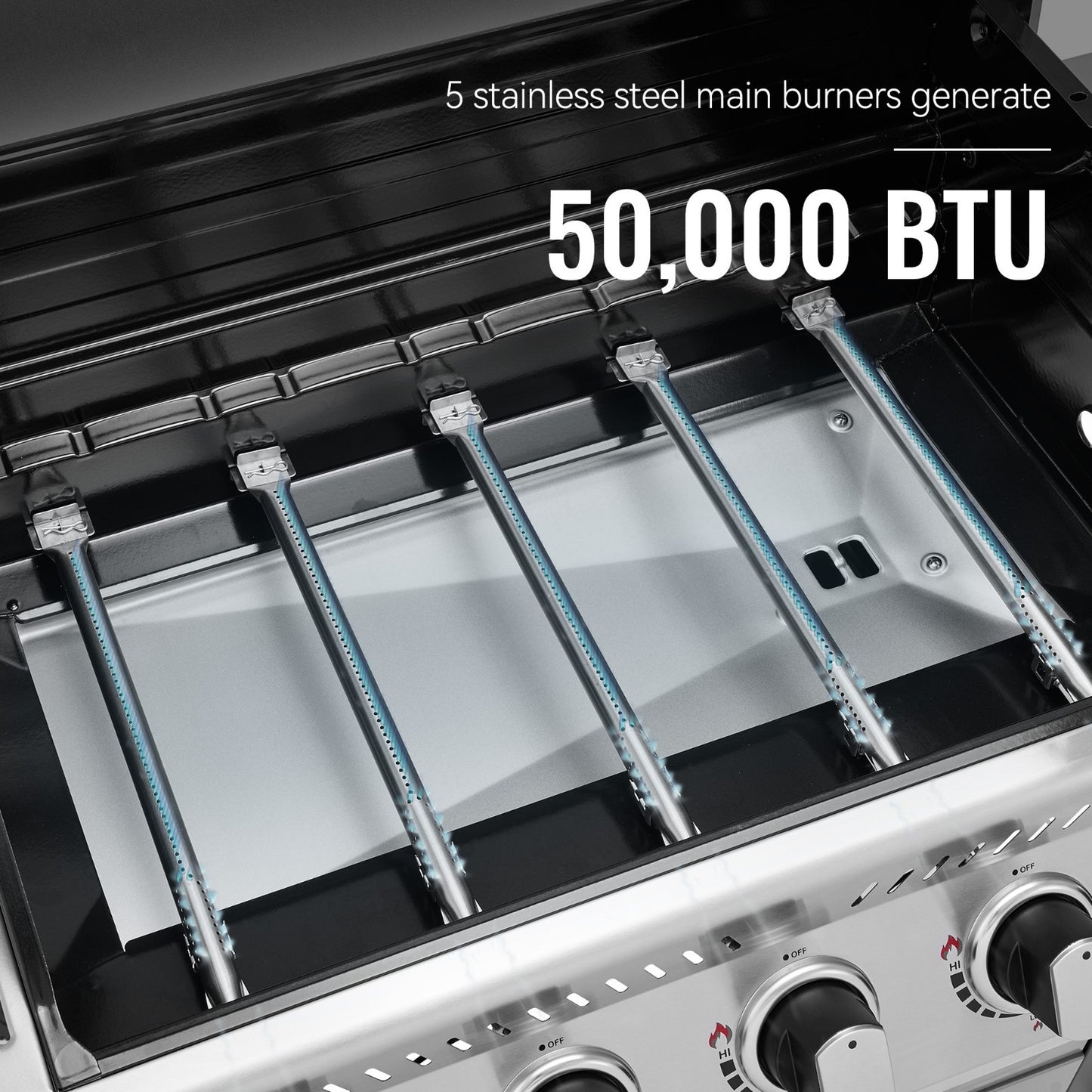 Royal Gourmet 5-Burner Propane Gas Grill with Sear Burner and Side Burner Silver