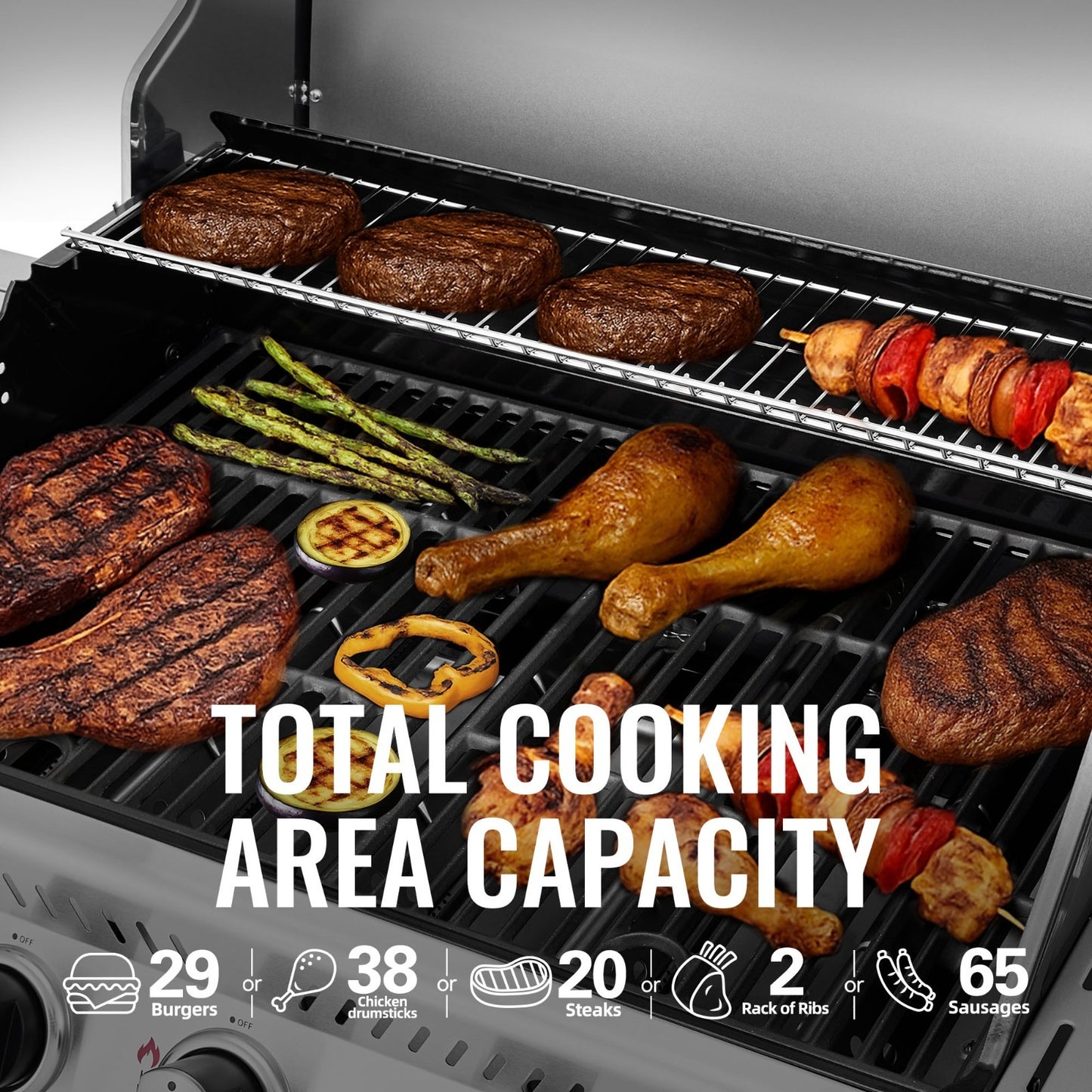 Royal Gourmet 5-Burner Propane Gas Grill with Sear Burner and Side Burner Silver