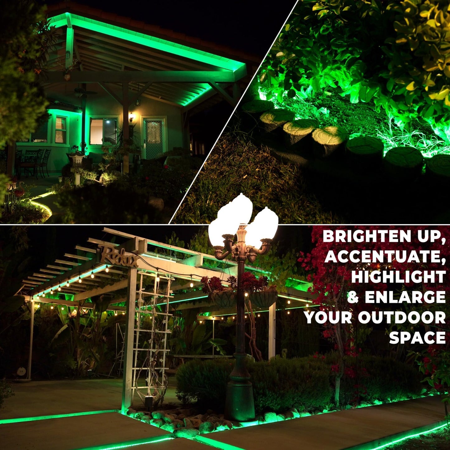 10' 20' 25' 50' 100' 150ft Outdoor LED Rope Light Water-Resistant Extend to 300'