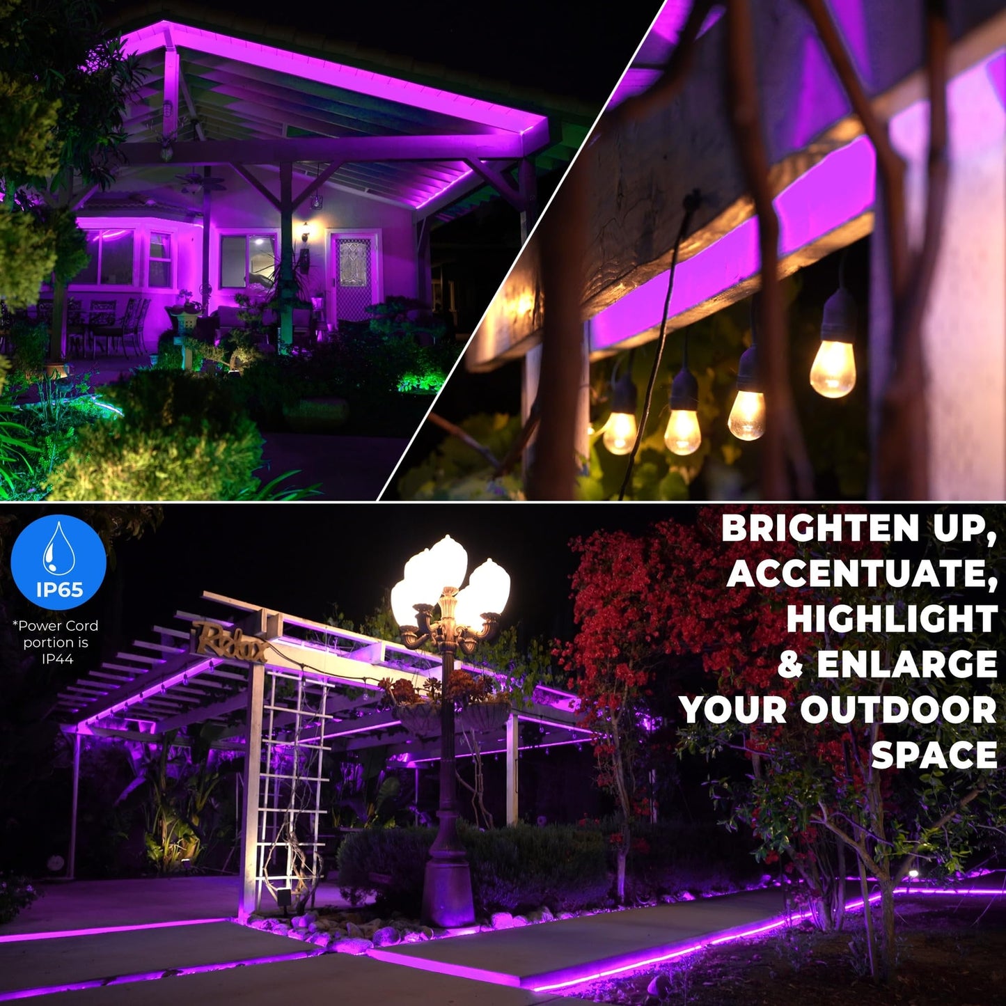10' 20' 25' 50' 100' 150ft Outdoor LED Rope Light Water-Resistant Extend to 300'