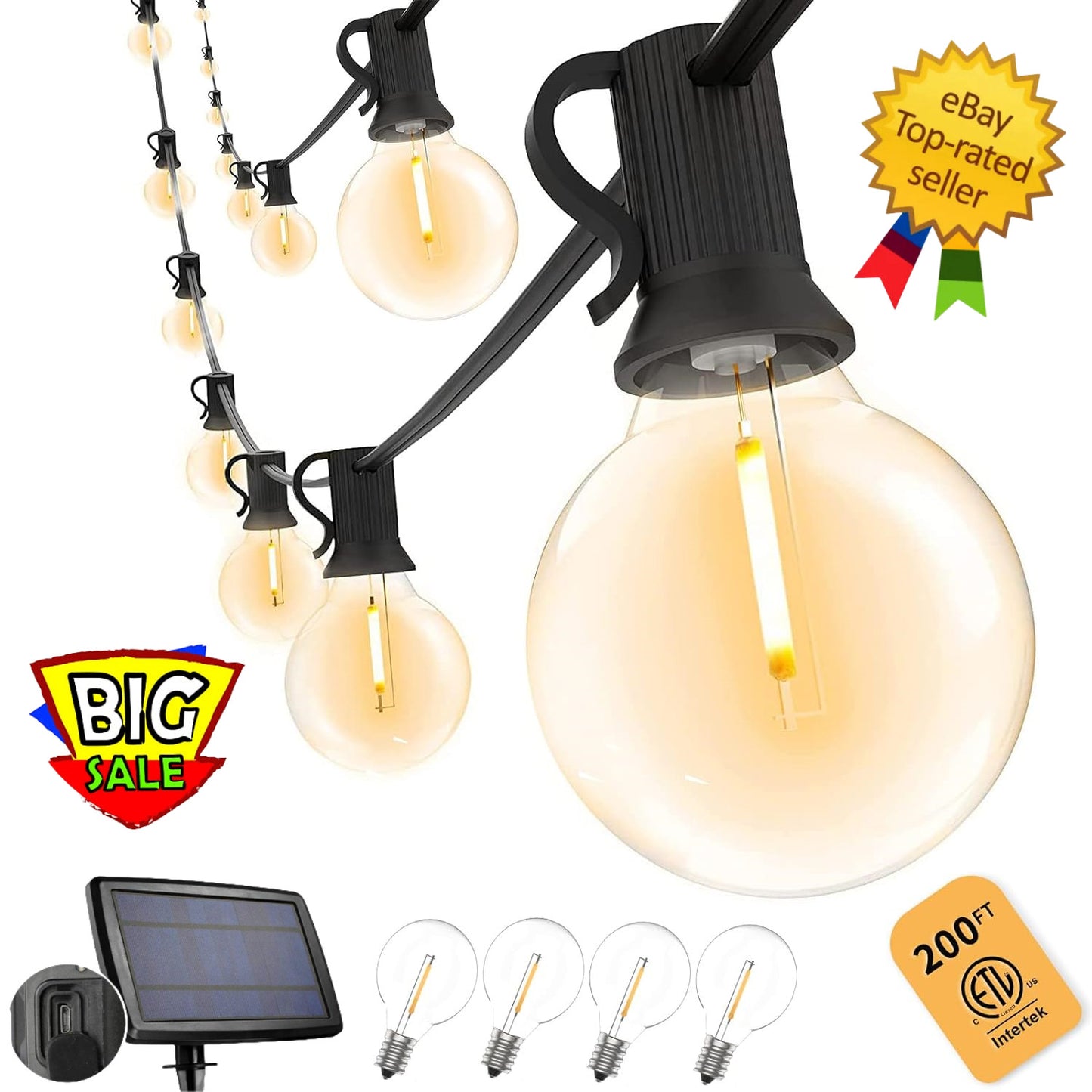 Solar String Lights -50~200Ft LED Outdoor String Lights -Shatterproof,Waterproof