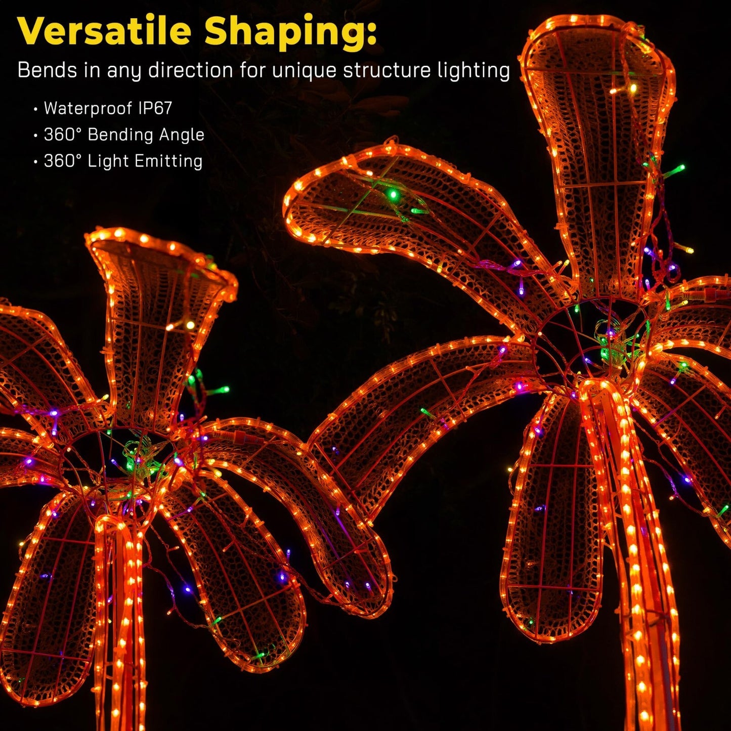 10' 20' 25' 50' 100' 150ft Outdoor LED Rope Light Water-Resistant Extend to 300'