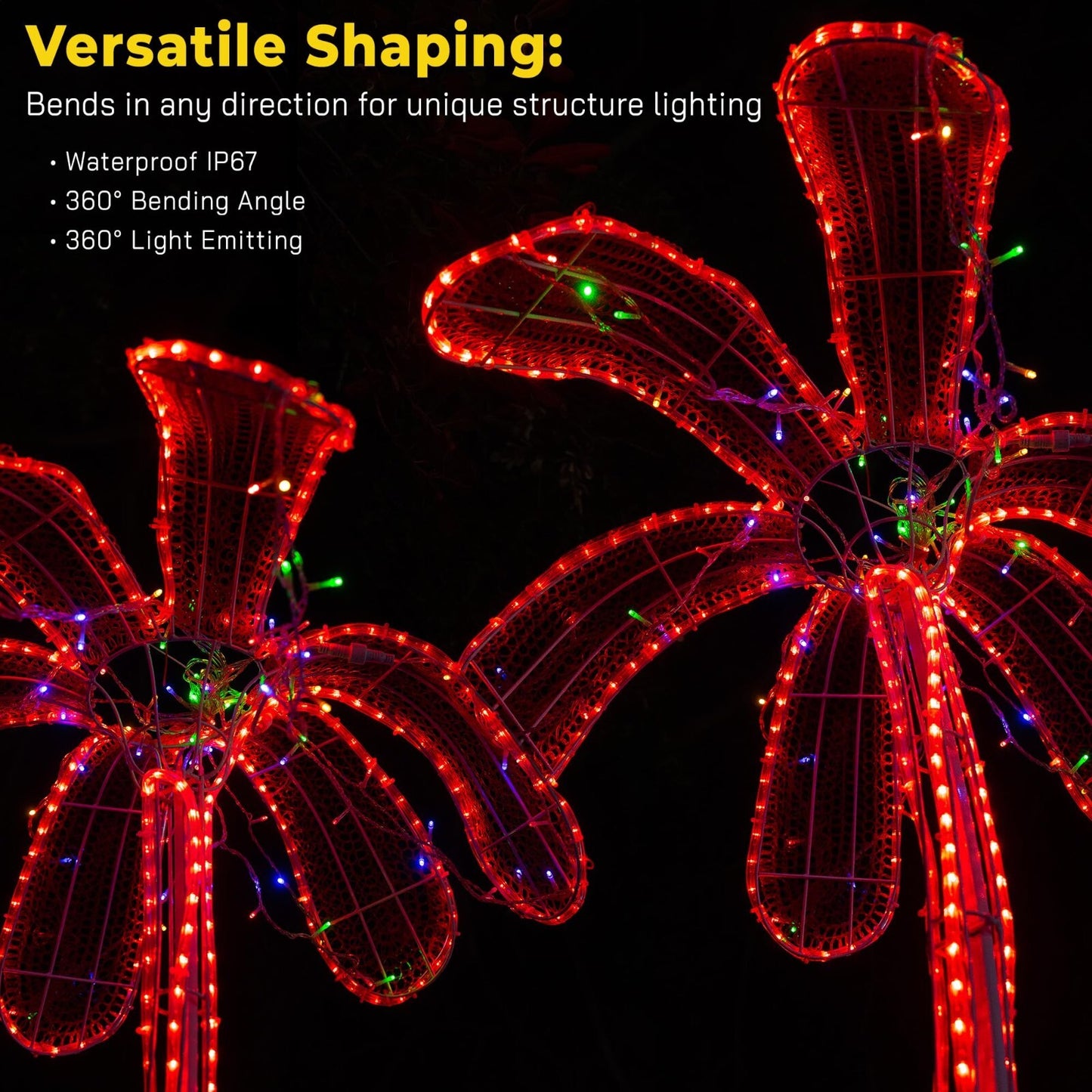 10' 20' 25' 50' 100' 150ft Outdoor LED Rope Light Water-Resistant Extend to 300'