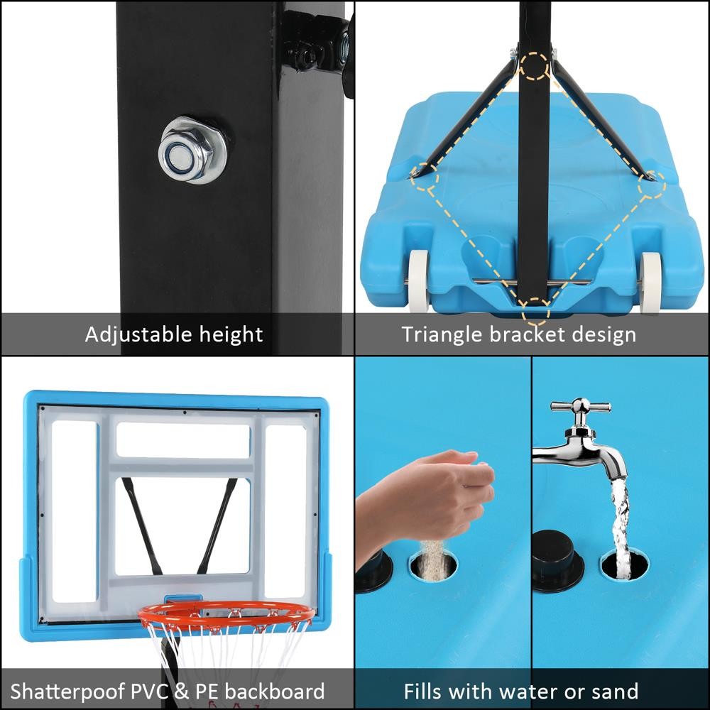 Pool Side Basketball Hoop Adjustable Height Net Backboard Swimming Pool Game