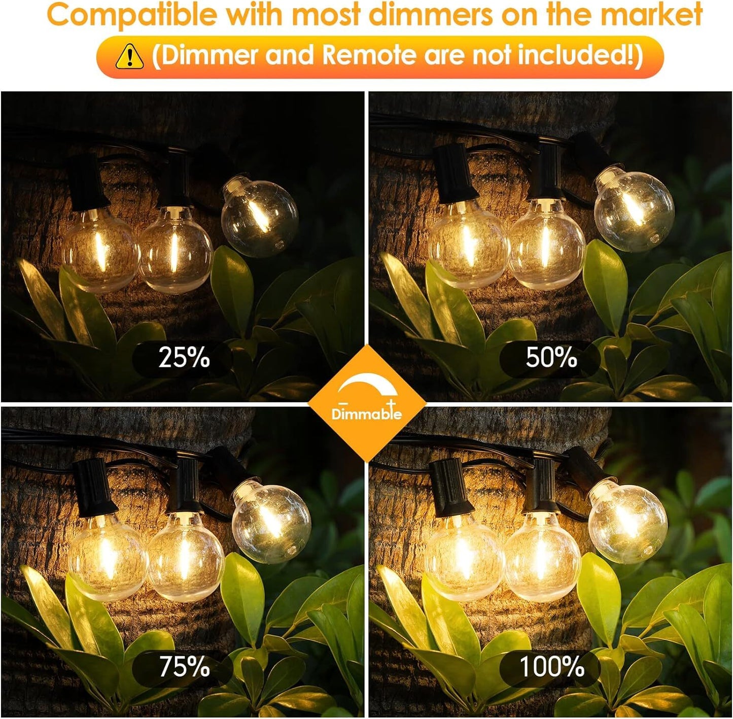 Solar String Lights -50~200Ft LED Outdoor String Lights -Shatterproof,Waterproof