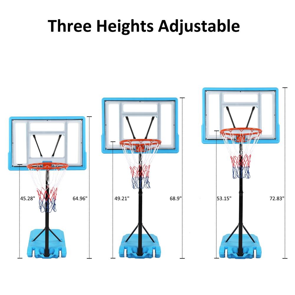 Pool Side Basketball Hoop Adjustable Height Net Backboard Swimming Pool Game