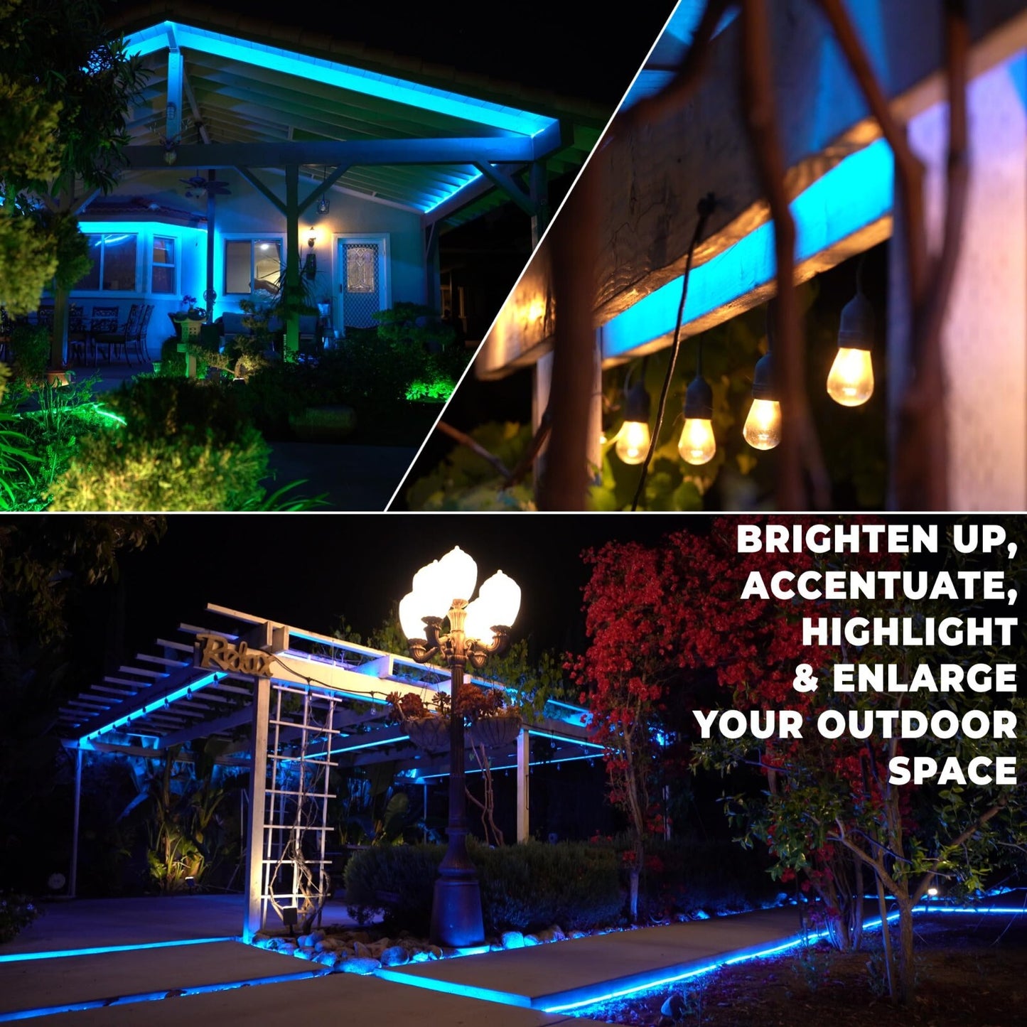10' 20' 25' 50' 100' 150ft Outdoor LED Rope Light Water-Resistant Extend to 300'