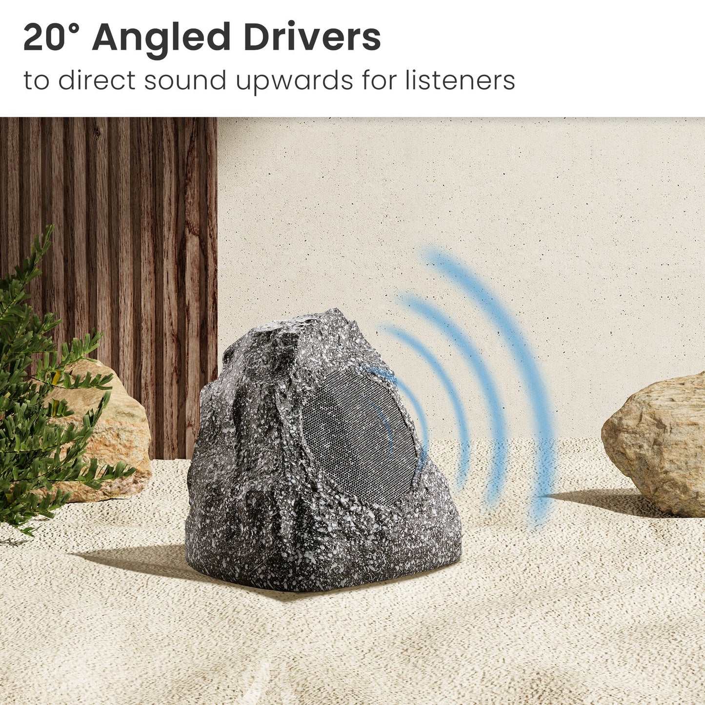 Theater Solutions Full Range Outdoor Granite Rock 2 Speaker Set Deck Patio Pool