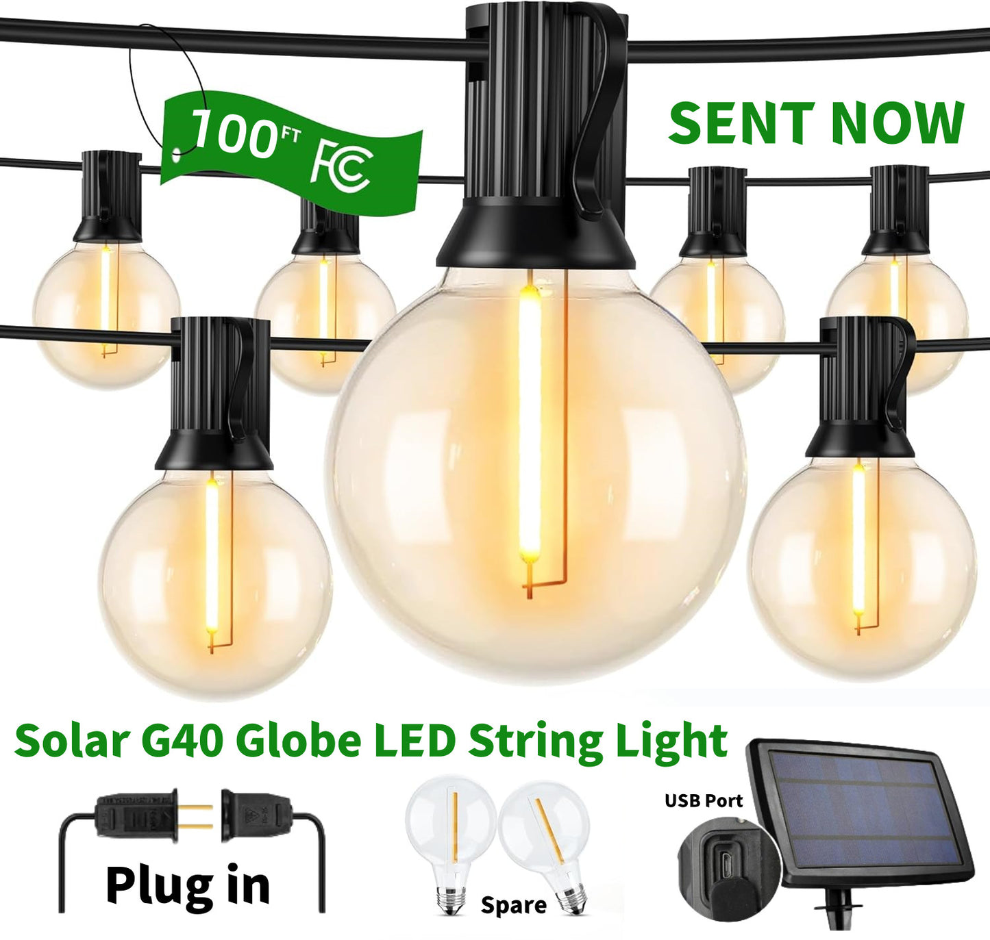 Solar String Lights -50~200Ft LED Outdoor String Lights -Shatterproof,Waterproof